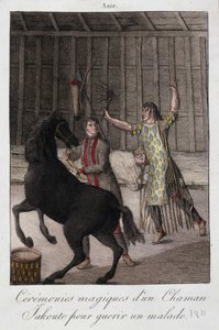 Magische Zeremonie eines Schamanen Yakoute (Yakoute) zur Heilung eines Kranken (Sibirien) - Gravur, Anfang 19. Jahrhundert von Unknown artist