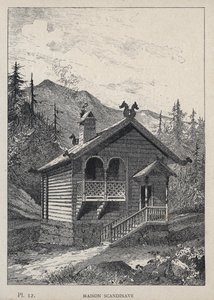 Skandinavisches Haus - Gravur von 1889 in 