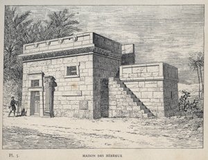 Haus der Hebräer - (Hebräisches Haus) Gravur von 1889 in „Geschichte der menschlichen Behausung auf der Weltausstellung von 1889, von Herrn Charles Garnier - Zentralbibliothek der Schönen Künste Paris 1889