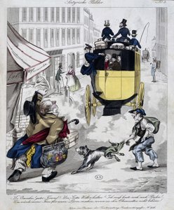 Mann verpasst den Omnibus. Karikatur um 1840 von Unknown artist