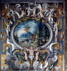 Kaminmantel des Tributs an Julius Caesar im Raum der römischen Helden von Unknown artist
