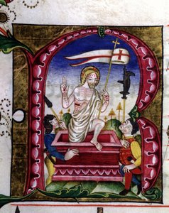 Manuskript eines liturgischen Liedes. Miniatur, die die Auferstehung darstellt. 15. Jahrhundert. Kirche der gekrönten Jungfrau von Lodi von Unknown artist
