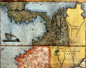 Karte von Mittelamerika. 16. Jahrhundert