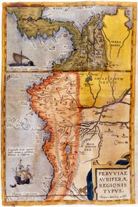 Karte von Kolumbien und Peru. 1590 von Unknown artist