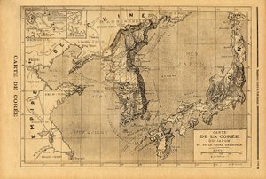 Karte von Korea, Japan und Ostchina. Gravur in „Le petit journal“ 3/09/1894. Selvas Sammlung. von Unknown artist