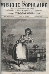 Marie Justine Benoite Duronceray (Madame Favart) in „Ninette à la cour ou le Caprice amoureux“ - Komödie in drei Akten und Versen von Charles Simon Favart - Gravur in „La musique populaire“ - illustriertes Wochenblatt