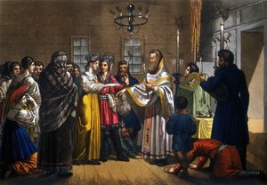 Hochzeit russischer Bauern nach orthodoxem Ritus gefeiert von Unknown artist