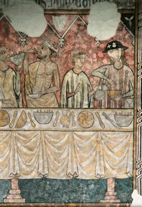 Mahlzeitszene im Refektorium der Pilger, Detail, aus der Kathedrale von Lleida von Unknown artist