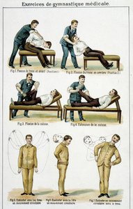 Medizinische Gymnastikübungen - in „Bilz, Naturheilkunde“, Ende des 19. Jahrhunderts