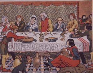 Mittelalterlicher Gutsherr beim Essen von Unknown artist