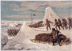 Männer und Schlitten - in „The shores of the polar sea, an Arctic expedition narration“
