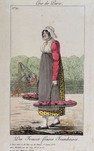 Erdbeer- und Himbeerhändler - in "Cris de Paris", Anfang des 19. Jahrhunderts