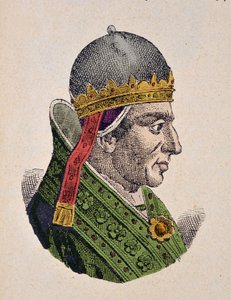 Mittelalter: Darstellung von Papst Gregor XI. (Gregorio oder Gregory) (1329-1378) Gravur aus „La storia dei papi del card. Hergenrother“ 1898
