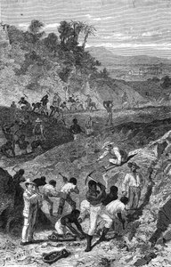 Abbau einer Diamantenmine in Afrika im Jahr 1869