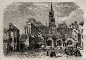 Monolithische Kirche in Saint-Emilion - Kirche monolithe von Saint Emilion in Gironde - Gravur in „Dictionnaire populaire illustré“ - 1864 - von Joseph Decembre und Edmond Allonier von Unknown artist