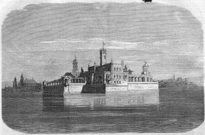 Montfort Schloss am Bodensee in Deutschland. Gravur in „Das Illustrierte Universum“ von Unknown artist