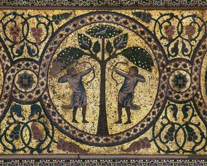 Mosaik der königlichen Jagd (Nahaufnahme), der Brunnenraum, 1165-67 von Unknown
