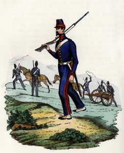 Gebirgsartilleriebataillon der französischen Armee Afrikas in Algerien 1830. In „Storia d