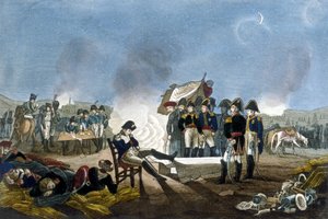 Napoleon I. Bonaparte schläft im Biwak am Vorabend der Schlacht von Austerlitz am 1. Dezember 1805 von Unknown artist