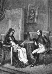 Napoleon I. konsultiert seine Mutter, Laetitia Bonaparte (Letizia Maria Ramolino) (1750-1836) vor der Abreise von der Insel Elba im Jahr 1815 von Unknown artist