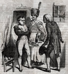 Napoleon I. in Anwesenheit von Jean Nicolas Corvisart (1755-1821) Arzt. Englische Gravur in „La Santé Universelle - Guide Médical des Familles“ 1852 von Unknown artist