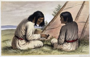 Nasquapee-Indianer: Otelne, die Zunge; Arkaskhe, der Pfeil - in Exploration of the Labrador Peninsula von Henri Youle Hind von Unknown artist