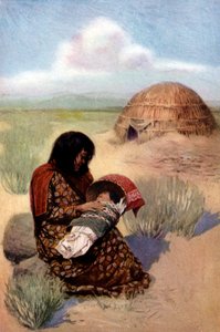 Indianische Mutter mit Kind vom Pima-Stamm