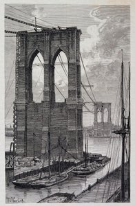 New York: Brooklyn Bridge Pfähle im Bau - in 