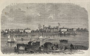 New York State - Emigration Commission Establishment - Ward Island - Gravur in „Das illustrierte Universum“ von 1869