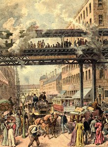 New Yorker Straße. In „Die Völker der Erde“ 1890. von Unknown artist