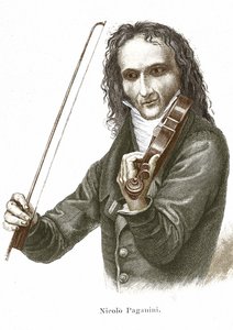 Niccolò Paganini (1782 - 1840) spielt auf seinem Stradivarius (Violine von dem italienischen Geigenbauer Antonio Stradivari) von Unknown artist