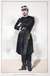 Friedensoffizier, kleine Zweite Empire Uniform (1852-1870). Farbradierung zur Illustration des Buches 