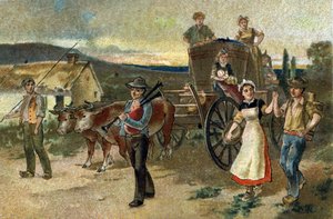 Alte Tradition in der Region Burgund: Erntefest. Der letzte Jahrgang. Chromolithographie des späten 19. Jahrhunderts
