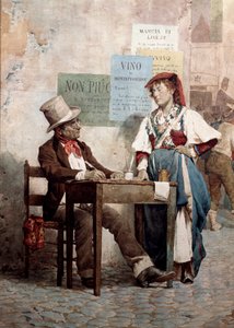 Alter Mann: der öffentliche Schreiber in Rom. Aquarell des 19. Jahrhunderts Rom, Museo del Folklore von Unknown artist
