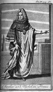 Ritterorden. Ritter von Saint Michel in Frankreich im 15. Jahrhundert. In „History of military orders or knights, of the secure and routine militias of both sexes, which have been established so far. Edition taken from Abbe Giustiniani, R.P.Bonani, M
