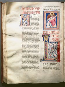 Seite eines Exultet (liturgisches Lied) (Ms.724/3-Carta7) Ein illuminiertes Manuskript aus dem 12. Jahrhundert. Rom, Biblioteca Casanatense von Unknown artist