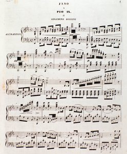 Seite der Partitur des Volksliedes für Pius IX von Gioacchino Rossini von Unknown artist