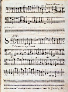 Seite der Partitur von Balletti, correnti alla francese opus 3 von Giovanni Battista Vitali