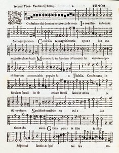 Seite der Partitur von Confitebor tibi domine Psalm gewidmet Palestrina von Costanzo Porta