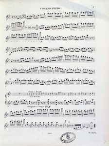 Seite der Partitur der ersten Violine der Ouvertüre Nr. 11 von Kalliwoda