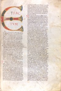 Seite mit Großbuchstaben "Et Factotum," 11. Jahrhundert
