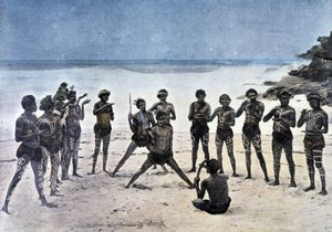 Papua-Tanz am Strand neben dem Dorf Karapuna (Neuguinea) von Unknown artist