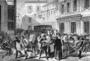 Paris 1869: die Zeitungshalle, rue du croissant. von Unknown artist