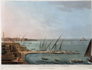 Teil der neuen Stadt von Alexandria mit dem Leuchtturm - in „Ansichten von Ägypten, Palästina und anderen Teilen des Osmanischen Reiches“