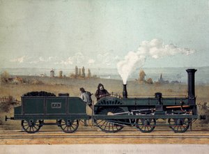 Personenzug und Kohlenwagen der Straßburger Eisenbahn (Crampton-System) von Unknown artist