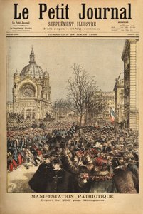 Patriotische Demonstration in Paris, für den Aufbruch des 200. Regiments nach Madagaskar. Gravur in „Le petit journal“ 24/03/1895. Selva Sammlung. von Unknown artist