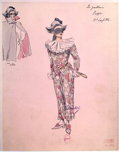 Peppe-Kostüm als Harlekin für die Oper „Paillasse“ (Pagliacci, Clowns) von Ruggero Leoncavallo (1857-1919) von 1892. Paris, Bibliothek des Opernmuseums von Unknown artist