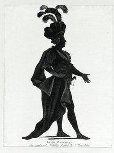 Auftritt des italienischen Kastraten Luigi Marchesi (1754 - 1829), auch bekannt als Marchesini, im Theater von San Benedetto. von Unknown artist
