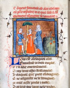 Personen im Gespräch, Seite aus dem Manuskript "Der Roman de la Rose" von Guillaume de Lorris und Jean de Meun von Unknown artist