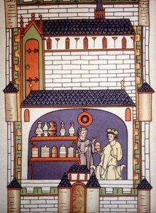 Apotheke in einer Abtei im 13. Jahrhundert - in „Chirurgie“ von Ruggero di Salerno